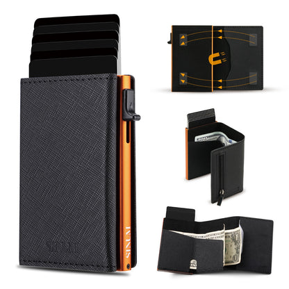 S Magnetic Saffiano Nero/Arancione