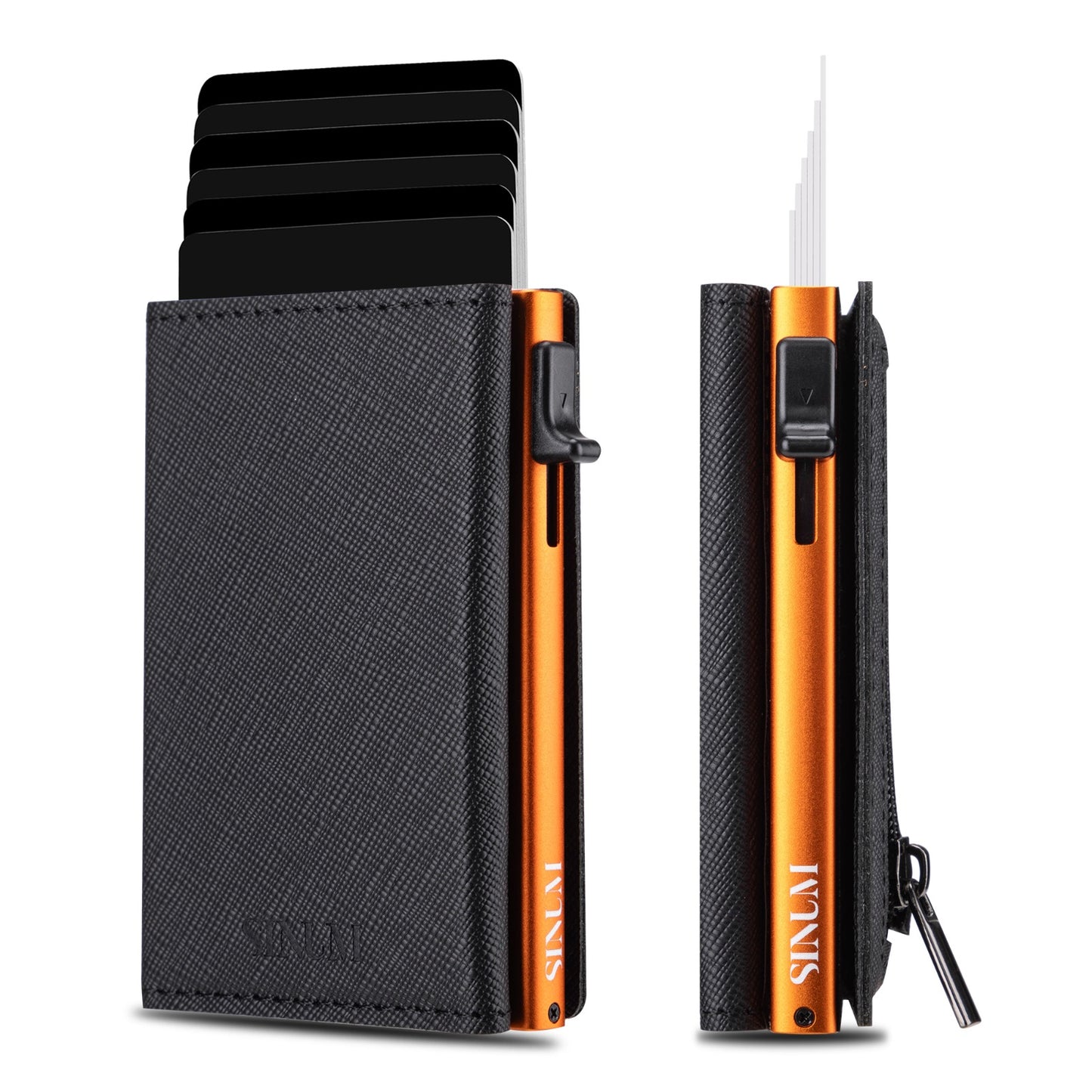 S Magnetic Saffiano Nero/Arancione