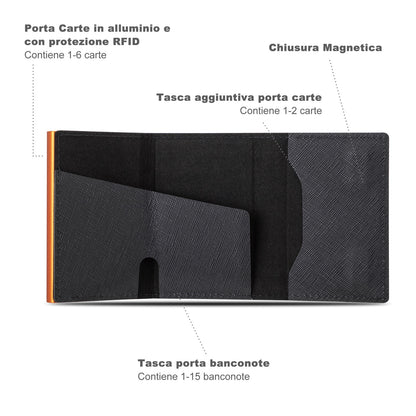 S Magnetic Saffiano Nero/Arancione